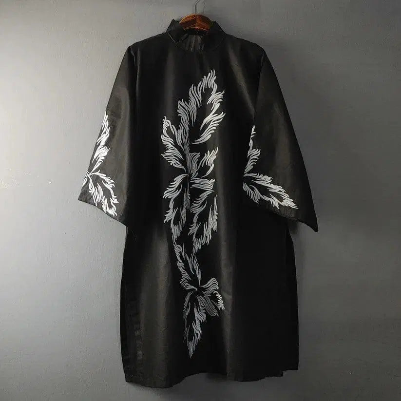 Women's Cotton 2-Piece Embroidered Co-Ord Set – Black