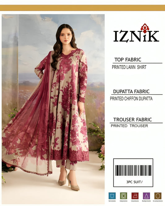 IZNIK Printed Lawn 3-Piece| Summer 2025