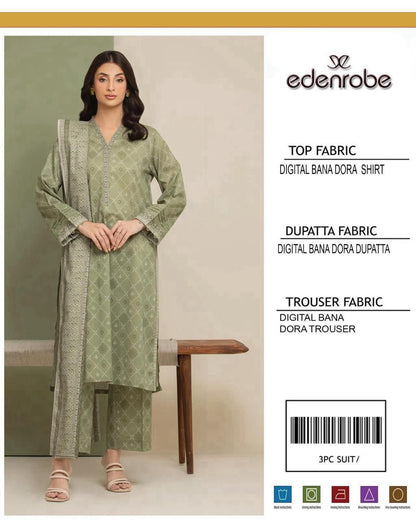 Edenrobe 3PC Unstitched Lawn Suit