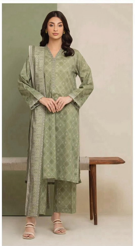 Edenrobe 3PC Unstitched Lawn Suit