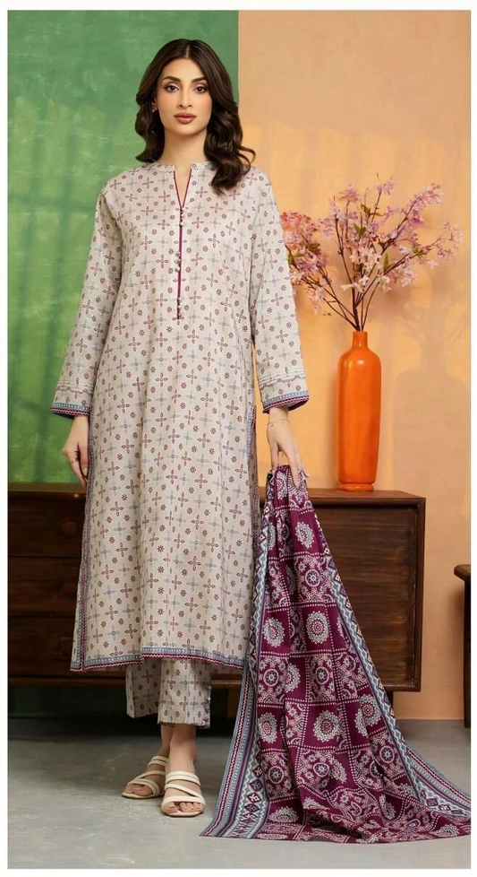 Edenrobe 3PC Unstitched Lawn Suit