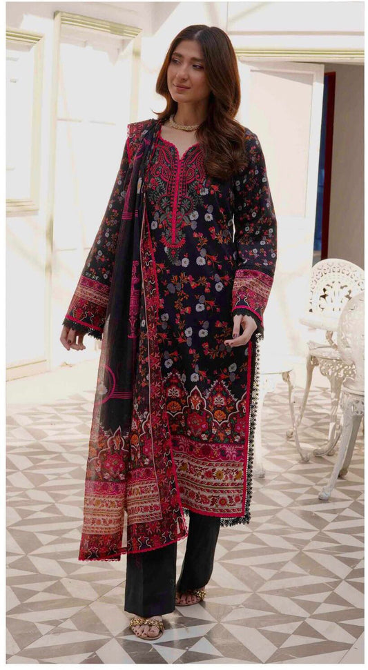 Firdos | 3PC Unstitched Lawn Suit – Signature Elegance