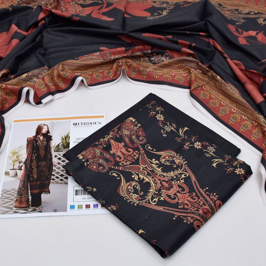 Firdos | 3PC Unstitched Lawn Suit – Signature Elegance