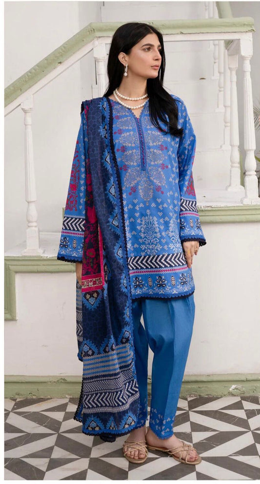 Firdos | 3PC Unstitched Lawn Suit – Signature Elegance