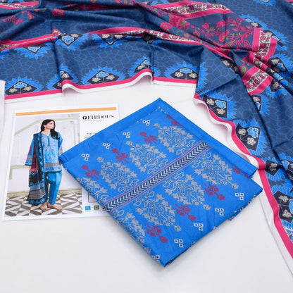 Firdos | 3PC Unstitched Lawn Suit – Signature Elegance