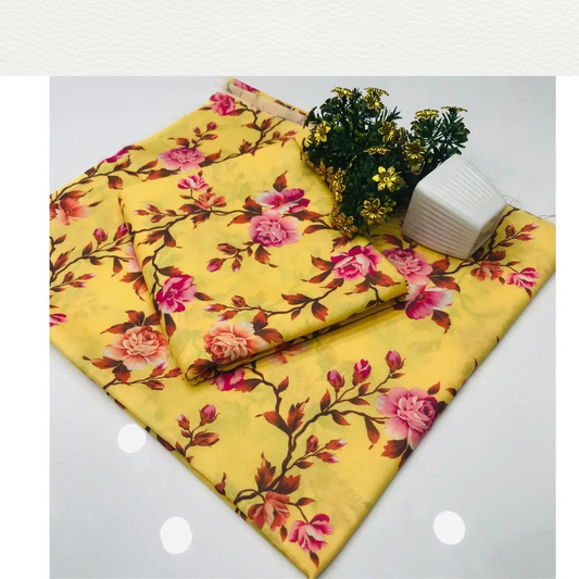 3pc Unstitched Lawn Printed Suit For Women