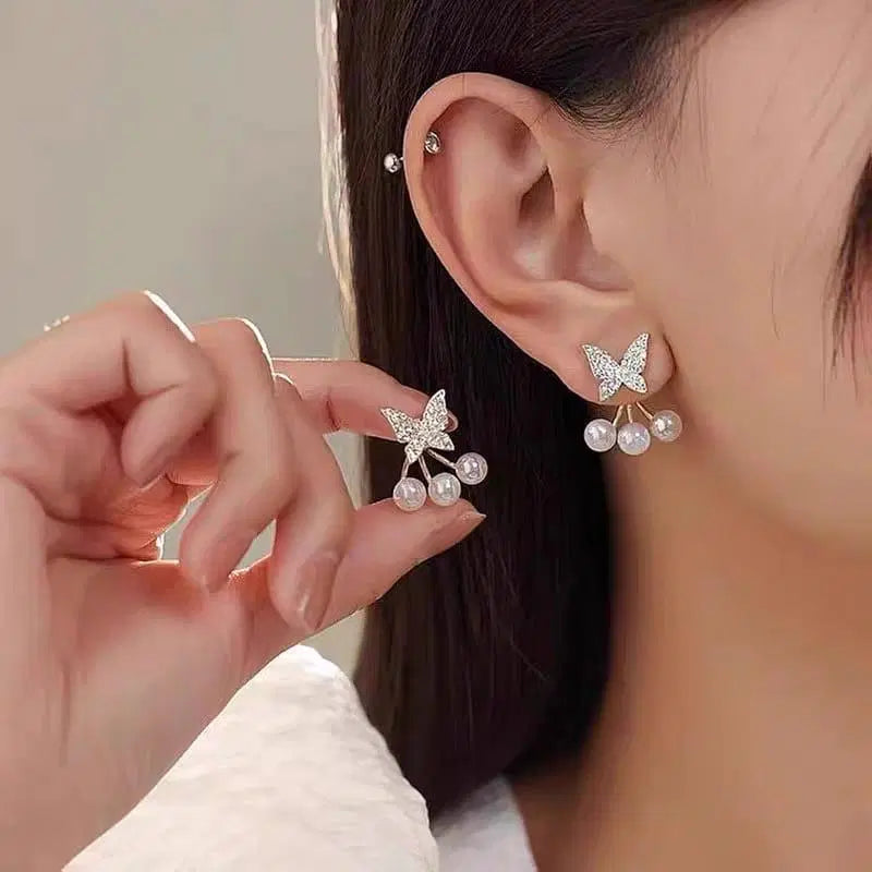 Zirra™ Silver-Plated Butterfly Zircon Earrings (2 Pcs)