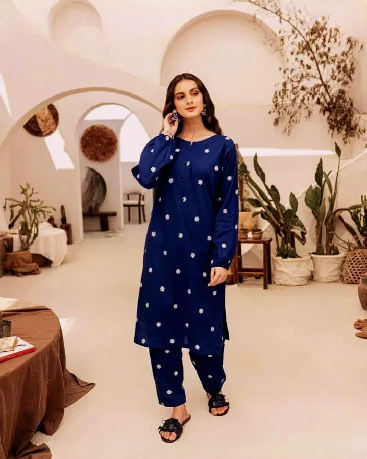 2 Piece Embroidered Lawn Suit (Shirt & Trouser)