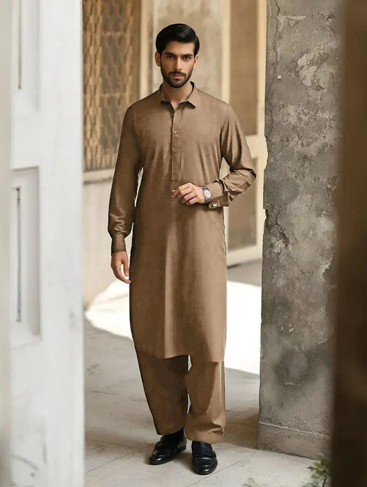 Brown Soft Cotton Suit – Unstitched (4.5 Meters)
