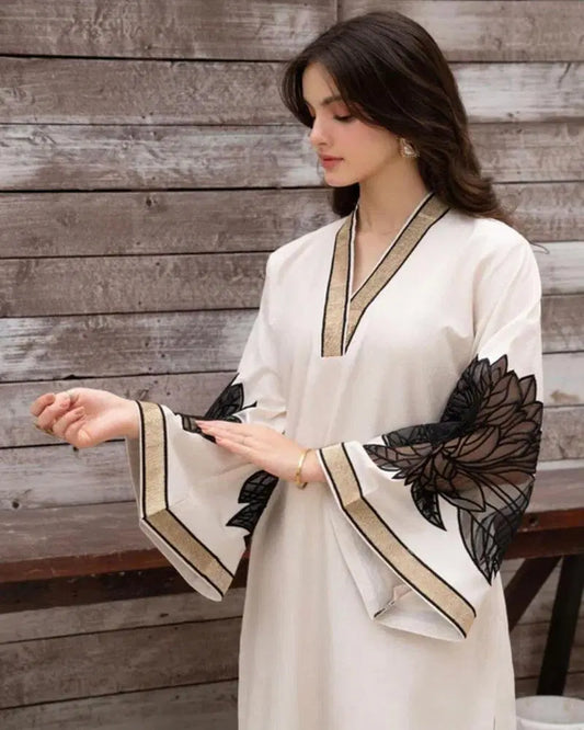 3 Pcs Women's Elegant Stitched Organza Embroidered Suit