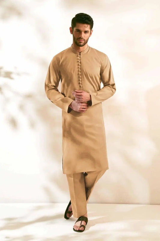 Unstitched Soft Cotton Suit – Yellow (4.5 Meters)