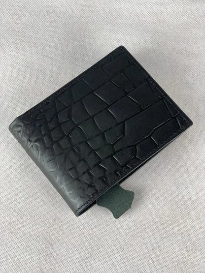Men’s Premium Crocodile Pattern Leather Bi-Fold Wallet