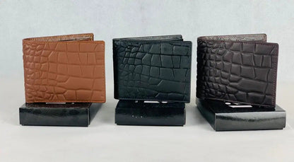 Men’s Premium Crocodile Pattern Leather Bi-Fold Wallet