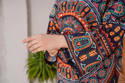 Women's Stitched Printed Shirt and Trouser Set - 2 Pcs with Mirror Work