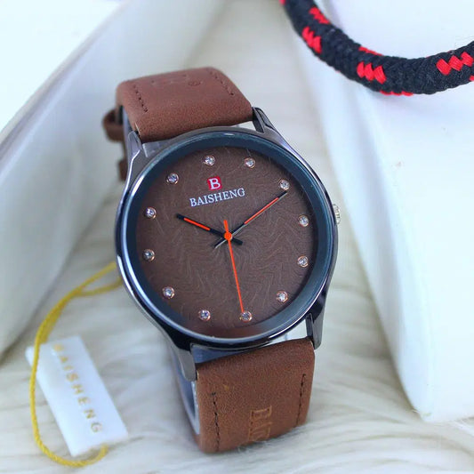 Men's Classic Leather Strap Watch – Brown