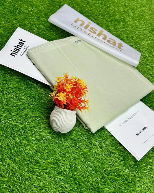 Unstitched Soft Cotton Plain Suit – Green (4.5 Meters)