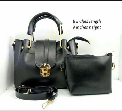 Women's Elegant  PU Leather Plain Hand Bag Set