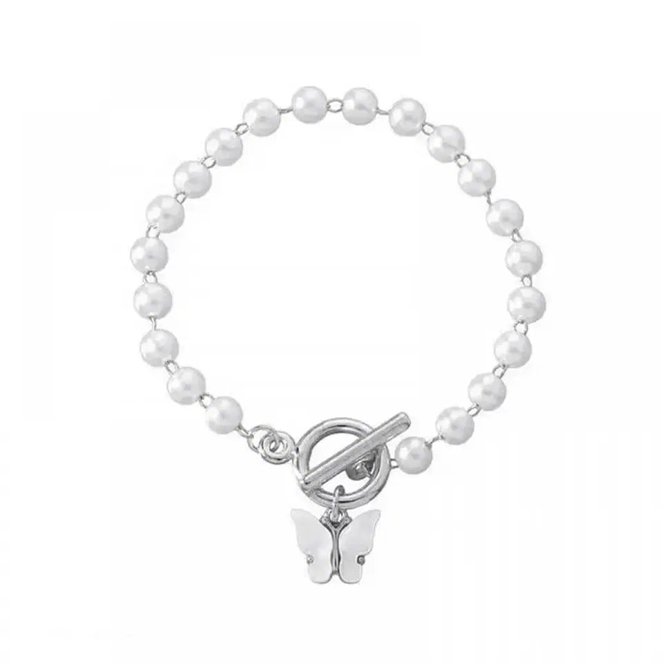 Trendy Butterfly Design Pearl Bracelet