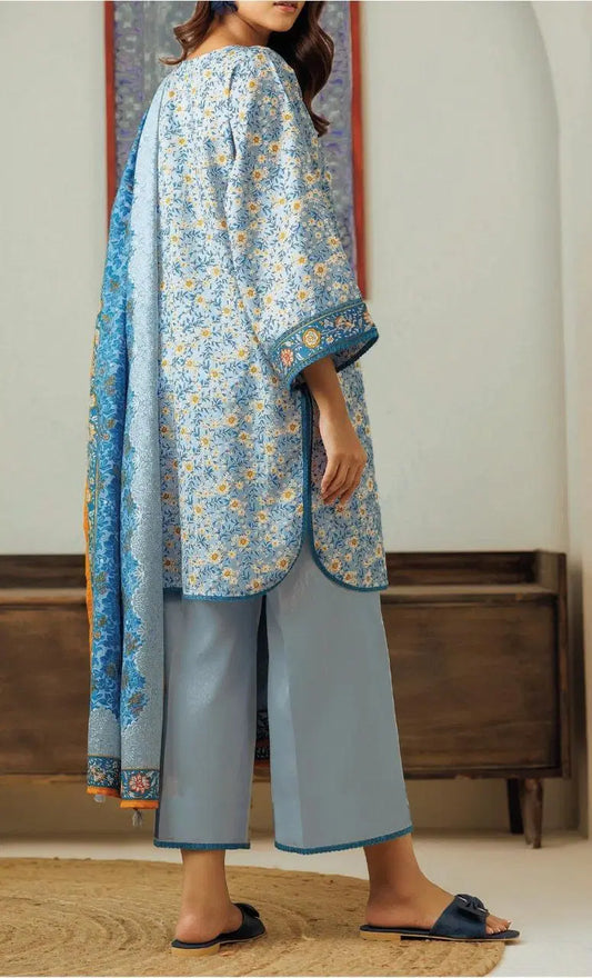 3 Pcs Women's Unstitched  Printed Lawn Suit