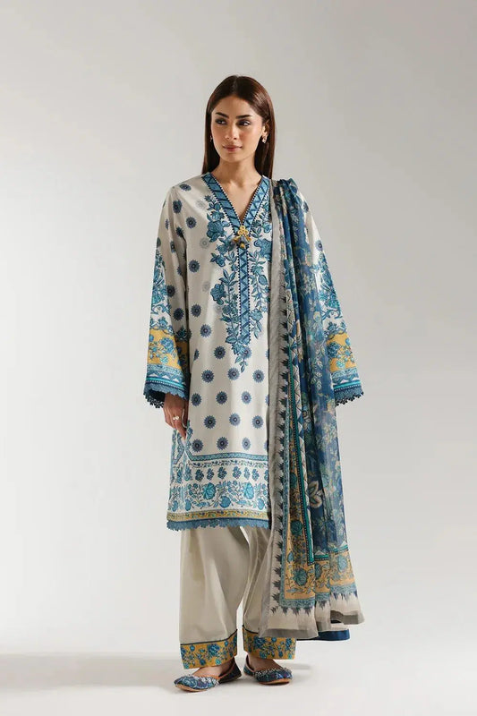 3Piece Printed Lawn Suit with Dobby Dupatta