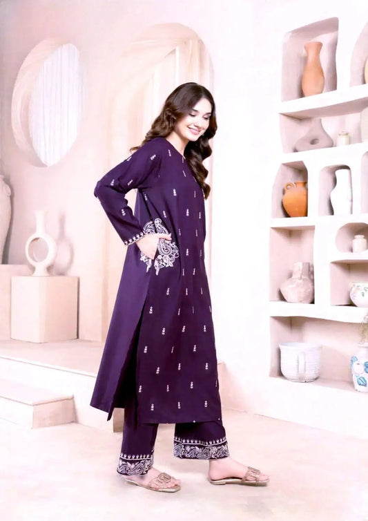 2 Piece Embroidered Lawn Suit (Shirt & Trouser)