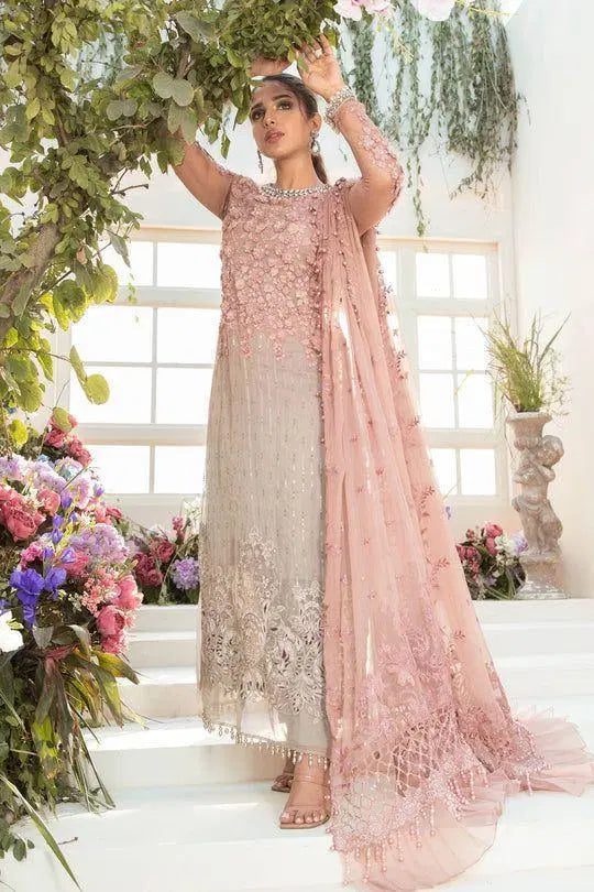 Unstitched Exquisite 3 Pcs Chiffon Embroidered Suit in Pink
