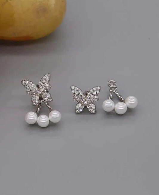 Zirra™ Silver-Plated Butterfly Zircon Earrings (2 Pcs)
