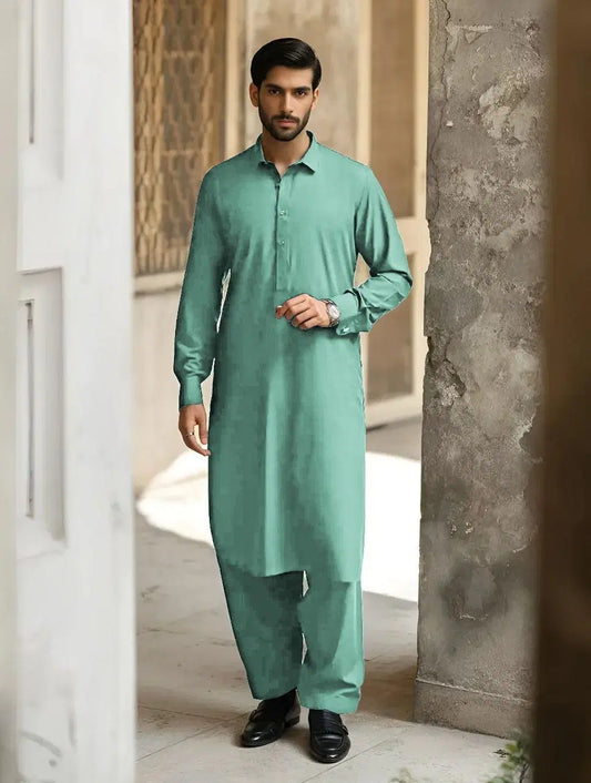 Green Soft Cotton Suit – Unstitched (4.5 Meters)