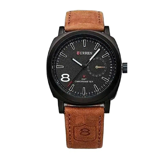 Men's Classic Brown Leather Strap Analogue Watch