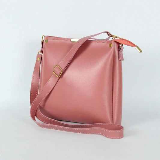 Girl's  Elegant Rexine Plain Hand Bag